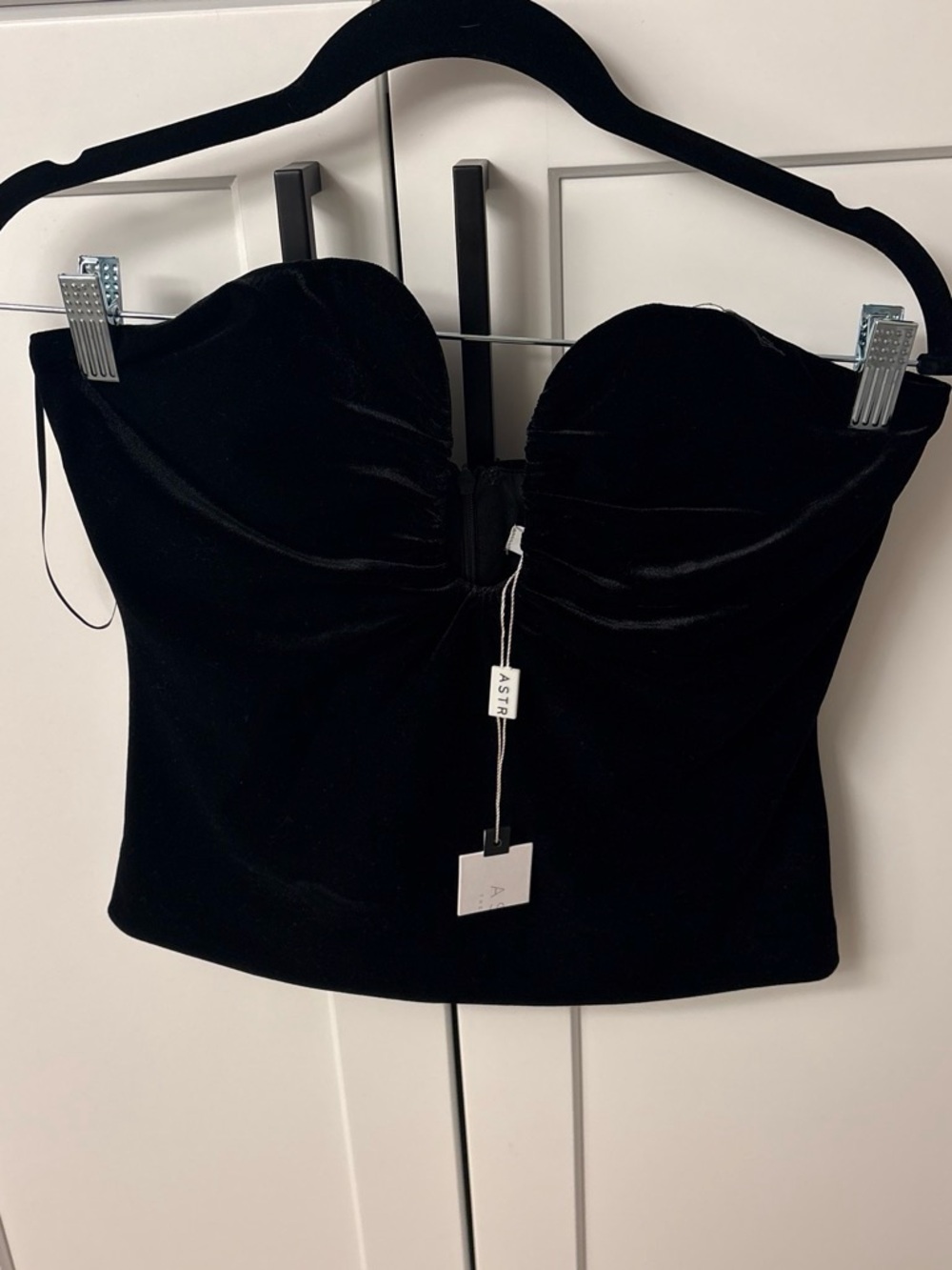 Astr Black Velvet Strapless Bustier Camisole